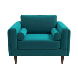 Amber - Velvet Lounge Chair - Light Blue