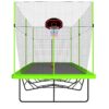 10Ft By 17Ft Rectangule Trampoline With Powder-Coated Galvanized Steel Tubes With Basketball Hoop System Advanced Ladder - Green - Image 6