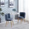 Modern Haze Dining Chair With Iron Tube Wood Legs, Shorthair Cushions And Comfortable Backrest, Suitable For Dining Room, Living Room, Cafe, Simple Structure (Set of 2) - Blue - Image 3