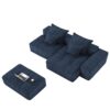 Modern Oversized Modular Sectional Sofa With Ottoman, Seat, Chaise Lounge And Armrest, Sparkling Chenille Fabric Soft Cushion Sofa With 4 Pillows, 4 Pieces Diy Combination Tufted Sofa, No Assembly Required - Blue - Image 25
