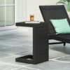 Aluminum Outdoor Side Table, C Shaped End Table, Outside Small Table For Patio - Black - Image 4