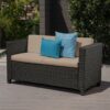 Puerta - Loveseat Outdoor Seating With Water Resistant Cushions - Dark Brown - Image 3