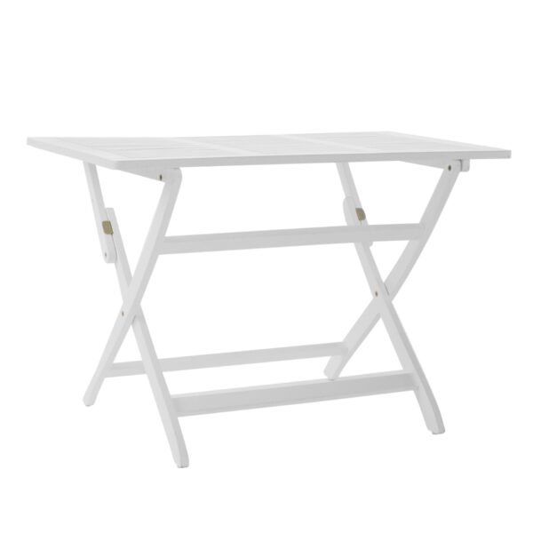 Blissique - Outdoor Foldable Wood Dining Table With Slat Design - White