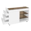 Multi-Functional Storage Island Movable Storage Cabinet Island Vanity Dresser With 3 Side Storage Drawer, A Reversible Top Storage Space And 2 Glass Display Shelves - White - Image 17