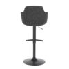 Boyne - Industrial Upholstered Adjustable Barstool With Swivel With Rounded T Footrest (Set of 3) - Black / Dark Gray - Image 5