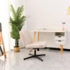 Cross Legged Office Chair, Wide Comfty Desk Chair, Vanity Home Chair No Wheels Armless Computer Task Chair, Swivel And Height Adjustable - Beige - Image 3