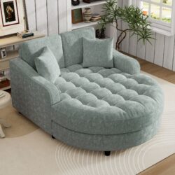 Modern Chaise Lounge Sofa Bed Upholstered Sofa Couch With Tufted Seat And Detachable Pillows For Living Room - Misty Green