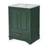 Bathroom Vanity With Ceramic Sink Combo, Modern Freestanding Storage Cabinet With Silver Handles, Soft Closing Doors - Green - Image 10