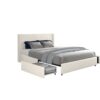 Anna - Queen Patented 2 Drawer Storage Bed, Upholstered Wingback - Ivory Velvet - Image 2