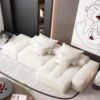 Modern Oversized Modular Sectional Sofa With Ottoman, Seat, Chaise Lounge And Armrest, Sparkling Chenille Fabric Soft Cushion Sofa With 4 Pillows, 4 Pieces Diy Combination Tufted Sofa, No Assembly Required - Beige - Image 6