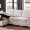 Lucca II - Woven Fabric Reversible Sleeper Sectional Sofa With Storage Chaise and Pocket Coil Seating - Beige - Image 9