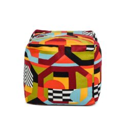Pouf Luxury Oversized Bean Bag Cube Ottoman - Colorpop Multicolored Embroidery