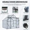 Double Door Polycarbonate Greenhouse Raised Base And Anchor Heavy Duty Walk In Greenhouses For Outdoor Backyard In All Season - Black - Image 5