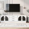 Modern Minimalist TV Stand For TVs Up To 75", Entertainment Center Media Console Cabinet With Adjustable Shelves For Living Room - White - Image 5