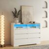 6 Drawer Dresser For Bedroom With LED Lights, Sturdy Frame - White - Image 9
