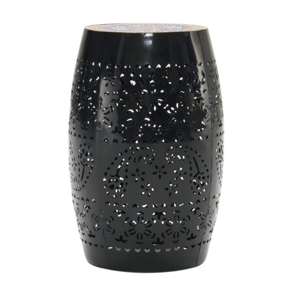 Boho Mosaic Side Table With Ceramic Tile Top - Black