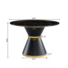 Marble Printed Round Dining Table - Black Columnar Base With Gold Annulus Not Including Chairs - Black - Image 10