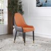 Modern Sponge-Filled Dining Chair, Solid Wood Metal Legs, Suitable For Restaurants, Living Rooms And Rooms (Set of 2) - Orange / Dark Brown - Image 4
