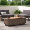 Outdoor 48" Rectangular Iron Propane Fire Pit With 50, 000 Btu - Brown Wood Pattern - Image 6