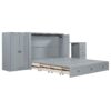Queen Size Murphy Bed With USB Port, Large Drawer, And Wardrobe / Desk Combo Versatile Cabinet Bed - Gray - Image 2