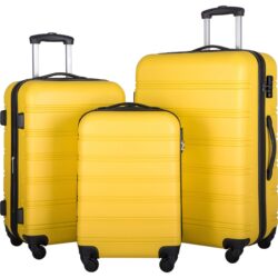 3 Piece Luggage Set Hardside Spinner Suitcase With Tsa Lock 20" 24" 28" Available - Yellow