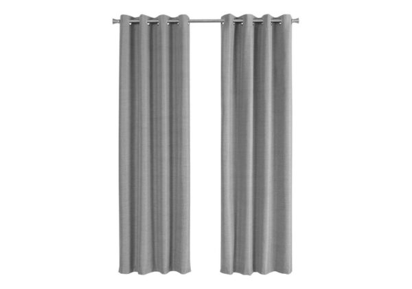 2 Pieces Set, Curtain Panel, 100% Blackout, Grommet, Versatile Use - Gray
