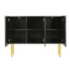 Modern Simple & Luxury Style Sideboard Particle Board & Board Cabinet With Gold Metal Legs & Handles, Adjustable Shelves For Living Room, Dining Room - Black - Image 10