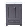 Bathroom Vanity With Ceramic Sink Combo, Modern Freestanding Storage Cabinet With Silver Handles, Soft Closing Doors - Blue Gray - Image 9