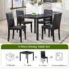 5 Pieces Wooden Dining Table Set, Kitchen Table Set With A Square Table And 4 Upholstered Chairs, Wooden Dining Room Table With Crystal Decoration And Chairs Set For Kitchen, Dining Room - Black - Image 8