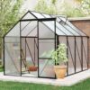 6X8 Ft Polycarbonate Greenhouse Raised Base And Anchor Aluminum Heavy Duty Walk-In Greenhouses For Outdoor Backyard In All Season - Black - Image 2