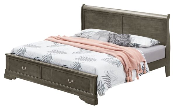 Louis Phillipe - Queen Elegant Storage Bed - Gray