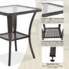 3 Piece Outdoor Chair & Table Set Chat Set 2 Person Rattan Seating Group With 2 Swiveling And Rocking Chairs And A Square Table For Garden, Patio, Or Balcony - Brown - Image 5