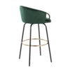 Claire - Contemporary / Glam Barstool With Footrest (Set of 2) - Black / Emerald Green - Image 4