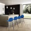 Bar Stools (Set of 2) Velvet Barstool Modern Counter Bar Height Chair With Back, Sturdy Metal Legs & Footrests, Island Stool For Kitchen Bar - Blue - Image 18