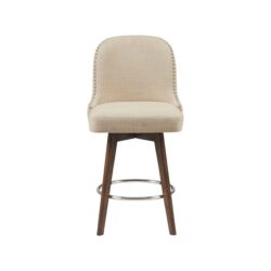 Counter Stool With Swivel Seat And Tufted Back - Natural
