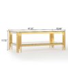 Top And Bottom Double Layer Tempered Glass Coffee Table And Mirror Finished Stainless Steel Frame - Gold - Image 9