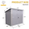Garbage Bin Shed Stores 2 Trash Cans, Outdoor Bin Shed For Garbage Storage, Stainless Galvanized Steel, Bin Shed For Garden Yard Lawn - Gray - Image 6