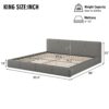 King Size Stylish Upholstered Bed Minimalist Design - Gray - Image 8