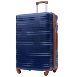 Luggage With Tsa Lock Spinner Wheels Hardside Expandable Luggage Travel Suitcase Check In Luggage ABS 28" - Blue / Brown