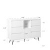 Living Room Sideboard Storage Cabinet With LED Light, Modern Kitchen Unit Cupboard Buffet Wooden Storage Display Cabinet - White - Image 3