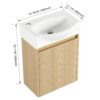 Modern 16" Bathroom Vanity Sink Combo With Ceramic Sink And Cabinet For Small Spaces - Oak - Image 5