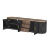Modern Minimalist TV Stand For TVs Up To 80", Entertainment Center With 3 Drawers And 1 Shelf, Metal Handles And 2 Cabinets For Living Room - Black - Image 17