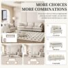 2 Piece Living Room Set With Throw Pillows Sectional Couch Sets, Upholstered 3 Seater Sofa & Armchair 4 Seat - Beige - Image 4