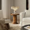Bolin - Round Pillar Burl Accent Side Table - Walnut Brown - Image 4