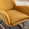 35.5" Rocking Chair With Pocket, Soft Teddy Fabric Rocking Chair For Nursery, Comfy Wingback Glider Rocker With Safe Solid Wood Base For Living Room Bedroom Balcony - Turmeric - Image 21
