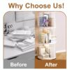 360° Rotating Bookshelf, Small Corner Bookcase, 3 Tier Floor Standing Organizer, Round - Cream White - Image 11