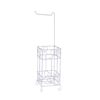 Metal Frame Toilet Paper Holder Stand, Bathroom Tissue Organizer - White - Image 3