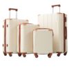 Hardshell Luggage Sets 6 Piece Suitcase Set, Expandable Lightweight Suitcases With Wheels, Tsa Lock - White Brown - Image 14