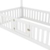 Wood House Bed With Fence And Door - White - Image 11
