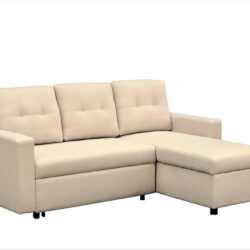 Convertible L Shaped Sectional Sleeper Sofa Bed, Saving Pull Out Couch - Beige